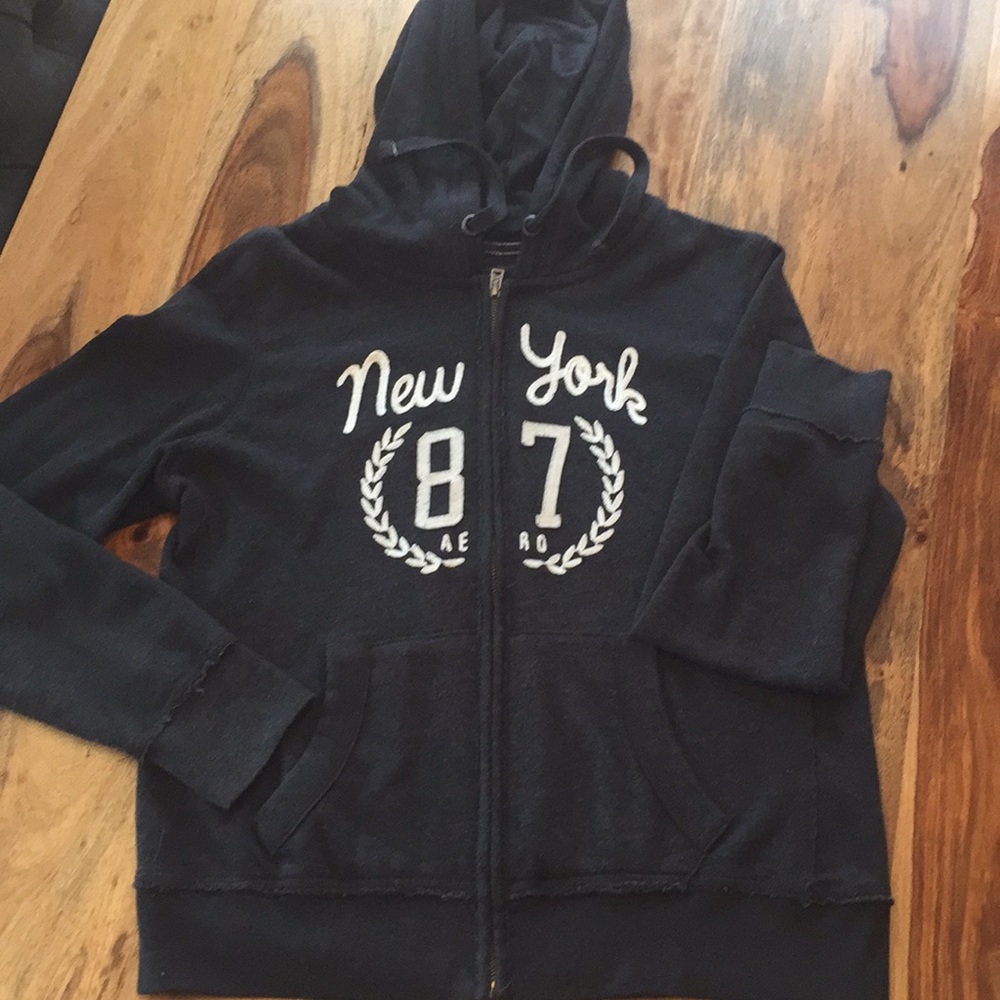 Aeropostale hoodie sweatshirt Grey New York large